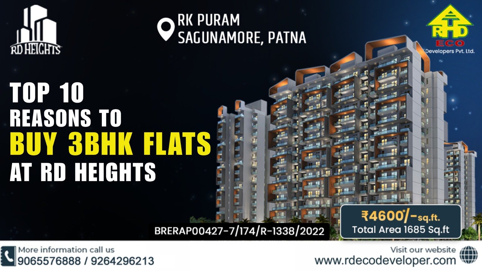 Top 10 Reasons to Buy 3BHK Flats at RD Heights in Sagunamore, Patna
